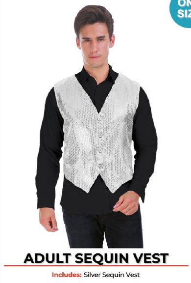 Adult Silver Sequin Vest